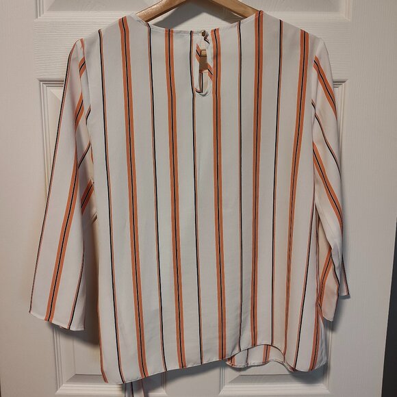 GUC Women's Suzy Shier 3/4 Sleeve Peach Striped Blouse - Sz M - Picture 2 of 8